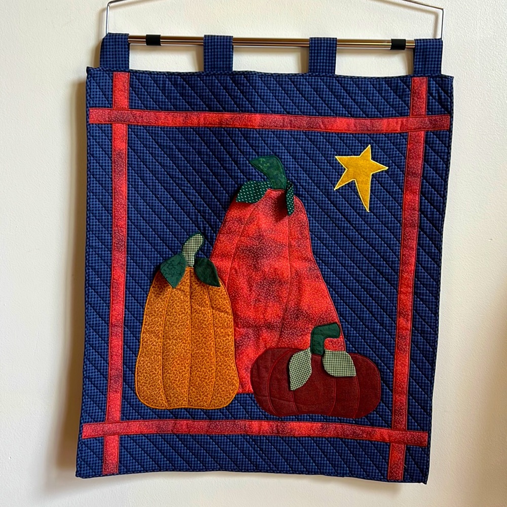 Halloween handmade quilted Large Pumpkin wall art quilted wall decoration